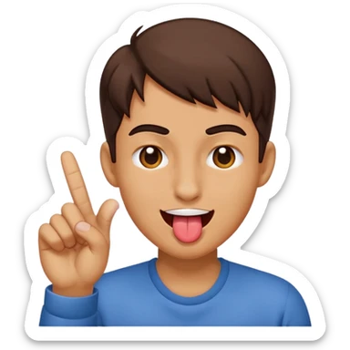 Winking face with tongue sticking out and one hand having two fingers pinched together  sticker