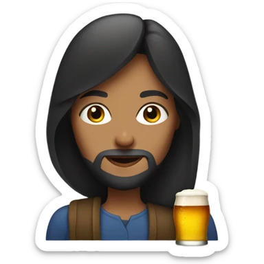 Woman with a beard and a beer sticker