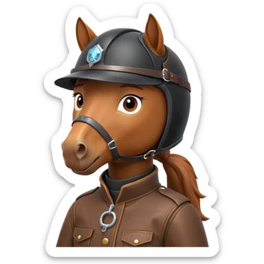 horse rider portrait, head and shoulders only, wearing riding helmet, leather jacket collar, confident expression, subtle horse tack strap visible, 3D cartoon, mobile game icon style, clean background, no text, no watermark
 sticker