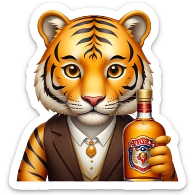 Tiger holding chivas bottle sticker