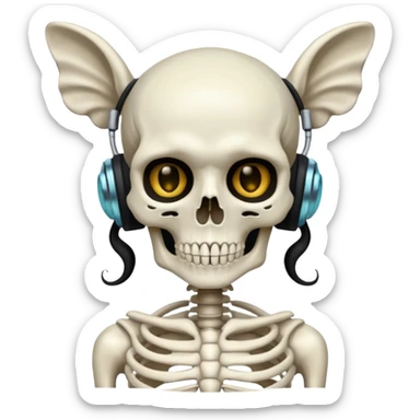SKELETON WITH TWO SIRENS FOR EARS sticker