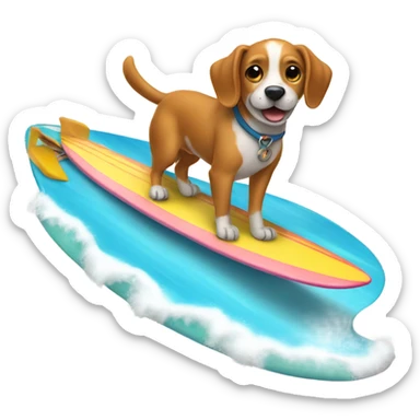 Dog riding a surfboard  sticker