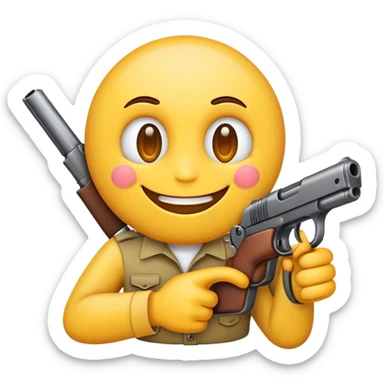 Smiling emoji with a gun sticker
