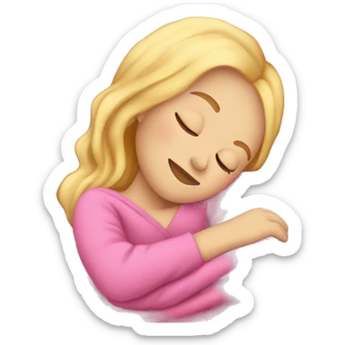 blonde girl sleeping on side with pink blanket sticker