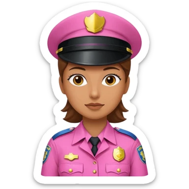 Woman cop in pink uniform sticker