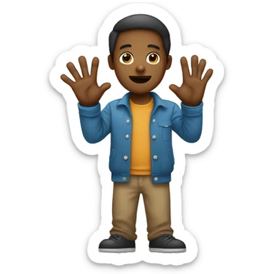 character vector where he raises one hand with closed fingers (as if holding something) sticker