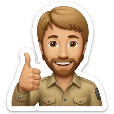 caricature emoji of Chuck Norris giving a thumbs up of approval sticker
