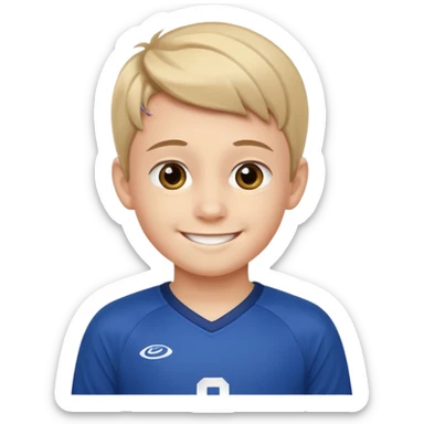 Young boy wishing luck sticker