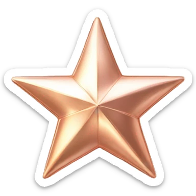 Realistic rose gold shining star isolated sticker