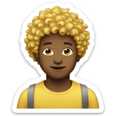 Boy with fluffy yellow curly hair sticker