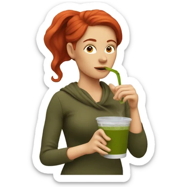 a red hair woman drinkin yerba mate sticker