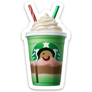 Peppermint Starbucks Frappuccino with one straw sticker