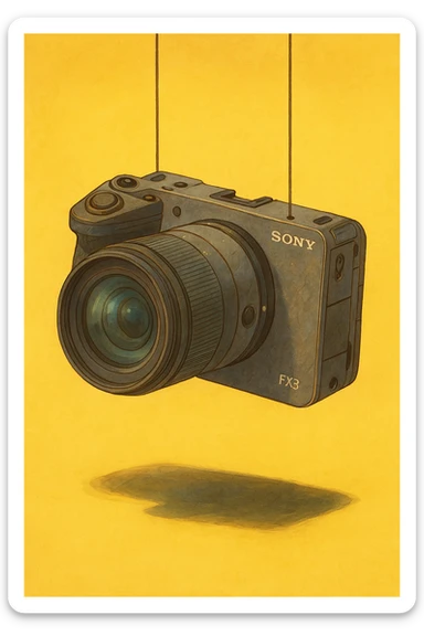 xuddi mana shu sariq mashina o'rniga sony fx3 kamerasini qo'yib o'zgartirib ber sticker