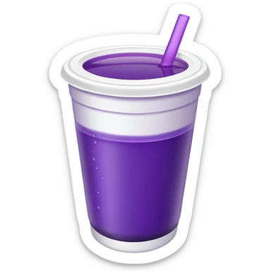  White styro cup without straw eith purple juice inside visible from the top only sticker