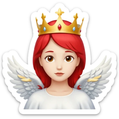 an angel with a red crown on her head, 4 wings sticker