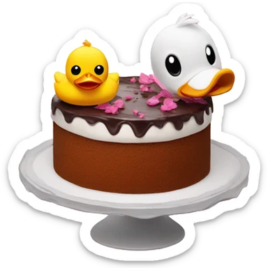 Cake + duck + angry sticker