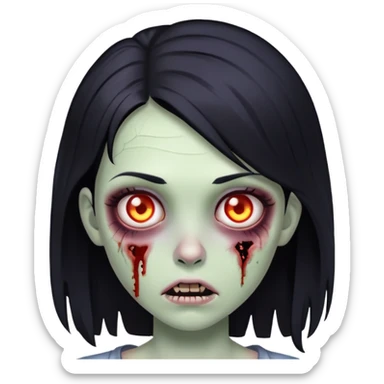 Zumbi girl with black hair  sticker