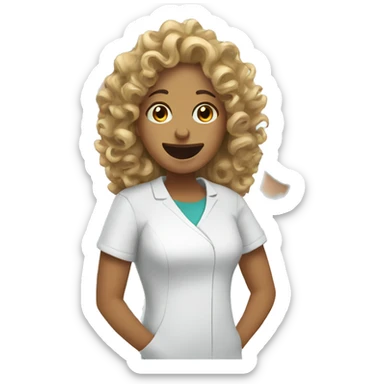 Curly hair woman at the dentist sticker