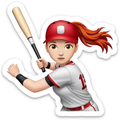Softball player with red hair sticker