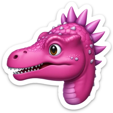 Crea un emoji de un dinosaurio de color rosa sticker