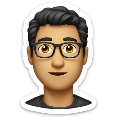 a guy with eyeglasses and black hair in typer fade sticker