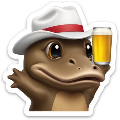 platypus in white 49ers hat with beer can sticker
