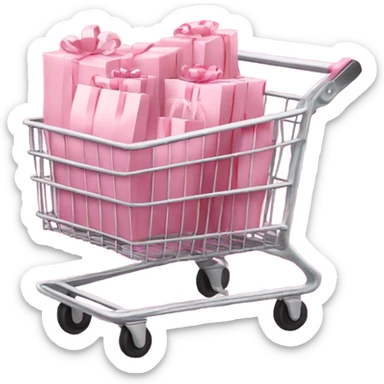 shopping cart full of light pink gift bags sticker