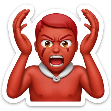 Create an emoji choking violently with hands on neck looking mad sticker