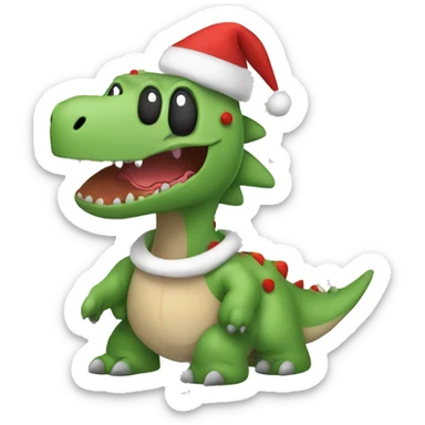Dinosaur wearing a Christmas jumper sticker