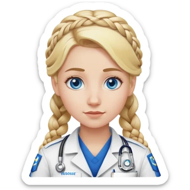 Paramedic girl with blonde hair frenchbraid and blue eyes sticker