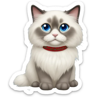 Ragdoll with blue eyes in christmas sweater sticker