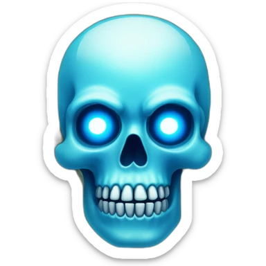 blue skull glowing eyes money sticker