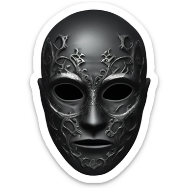  “A dark, metallic mask that covers the whole face, with hollow eyes and intricate, Gothic carvings resembling skulls or twisted patterns. It has a sinister, haunting look, evoking a medieval, eerie vibe on draco malfoy.”  sticker