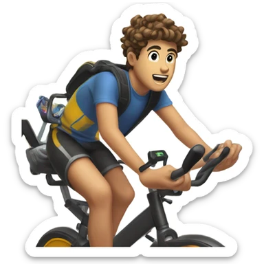 Peddle powered gaming computer driven by a teenage boy  sticker