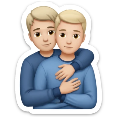 Two males hugging for comfort sticker