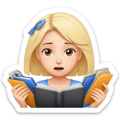 a girl is overwhelmed with tasks  sticker