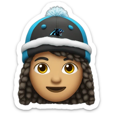 Wearing a Panthers winter hat  sticker
