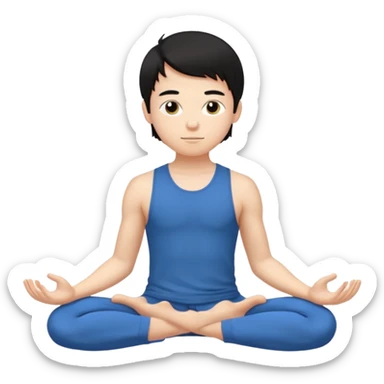 garoto de 17 anos, pele clara, cabelo liso preto médio, fazendo yoga  sticker