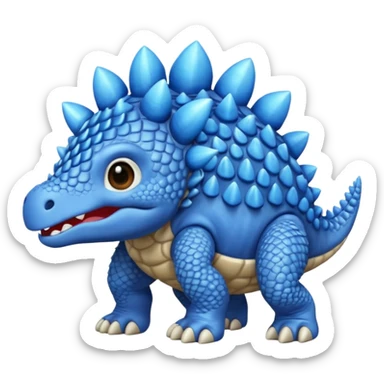 As un emoji de el dinosaurios ANQUILOSAURIO de perfil en color azul que sea bebe y tenga un efecto mas animado  sticker