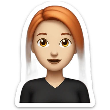 woman with long straight ruby hair and white skin and black shirt sticker