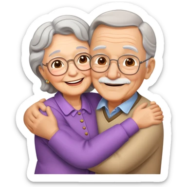 Grandma and grandpa hugging sticker