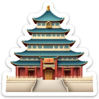 Imperial Chinese palace building, subtle colors, default emoji style sticker
