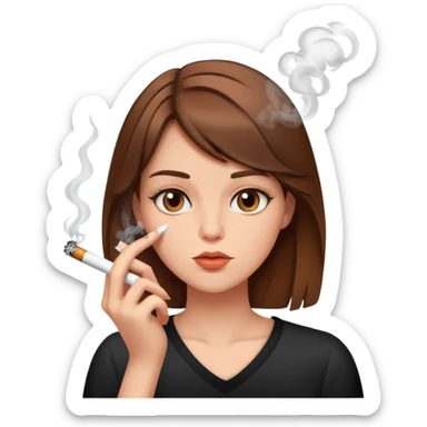 Brown haired girl smoking  sticker