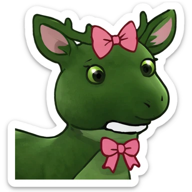 Deer with pink bows hanging from its antlers sticker