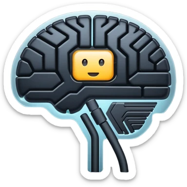   Create an emoji in which it is representing AI brain like chip in black color professional and luxury  AI sticker