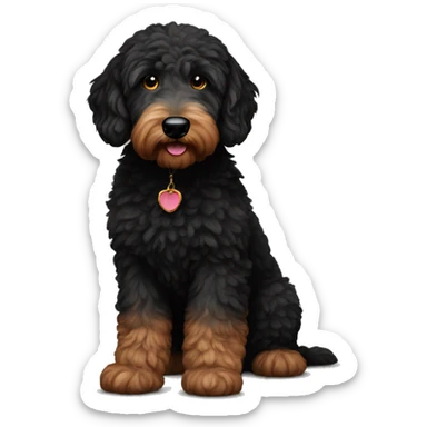 A black golden doodle with brown eyes sticker