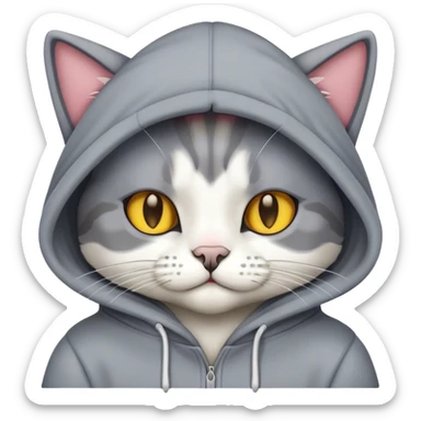 Cat wearing hoodie sticker