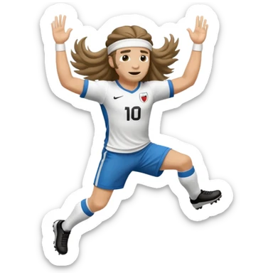 Long Haired Football Players, Player celebrating goal with headband, full body sticker
