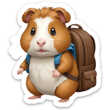 guinea pig with backpack on its back sticker