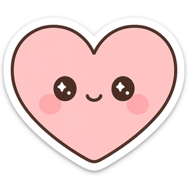 cute heart with blushing cheeks, kawaii style, soft, cheerful, simple sticker